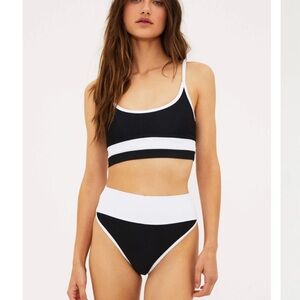 Beach Riot Black & White Ribbed Two-Piece Bikini size M